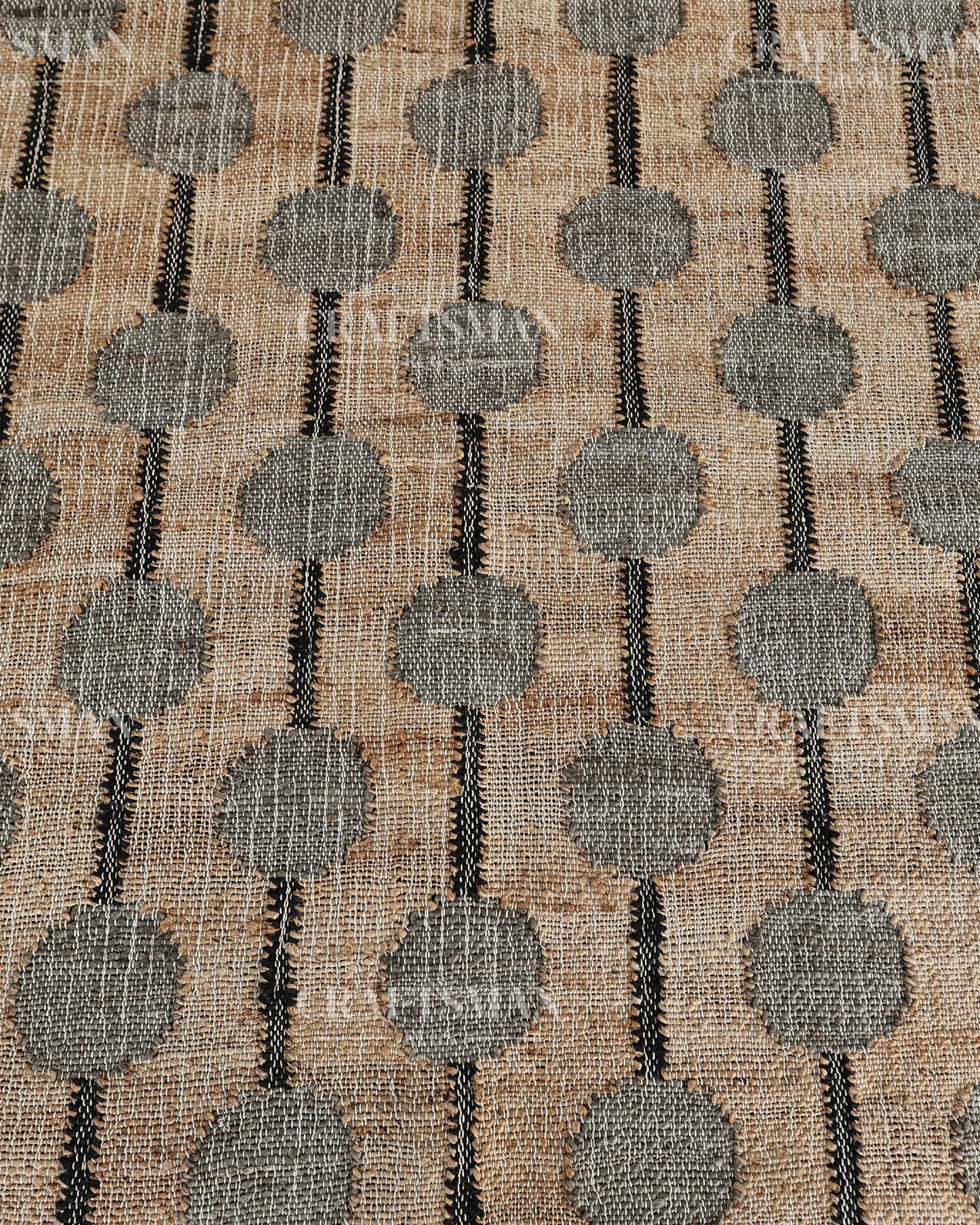 Stonebead Jute Hand-Woven Natural Rug – Beige Grey Geometric Boho Farmhouse Area Carpet with Fringe