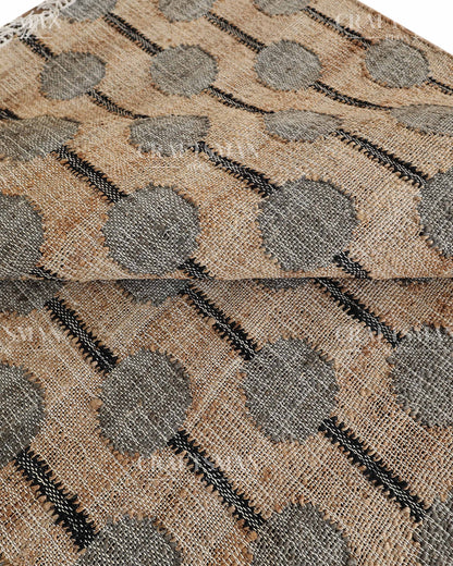 Stonebead Jute Hand-Woven Natural Rug – Beige Grey Geometric Boho Farmhouse Area Carpet with Fringe