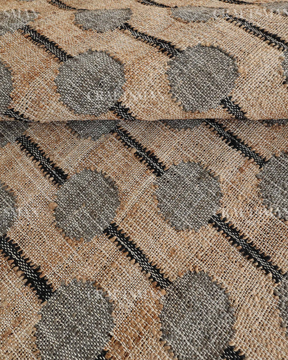 Stonebead Jute Hand-Woven Natural Rug – Beige Grey Geometric Boho Farmhouse Area Carpet with Fringe