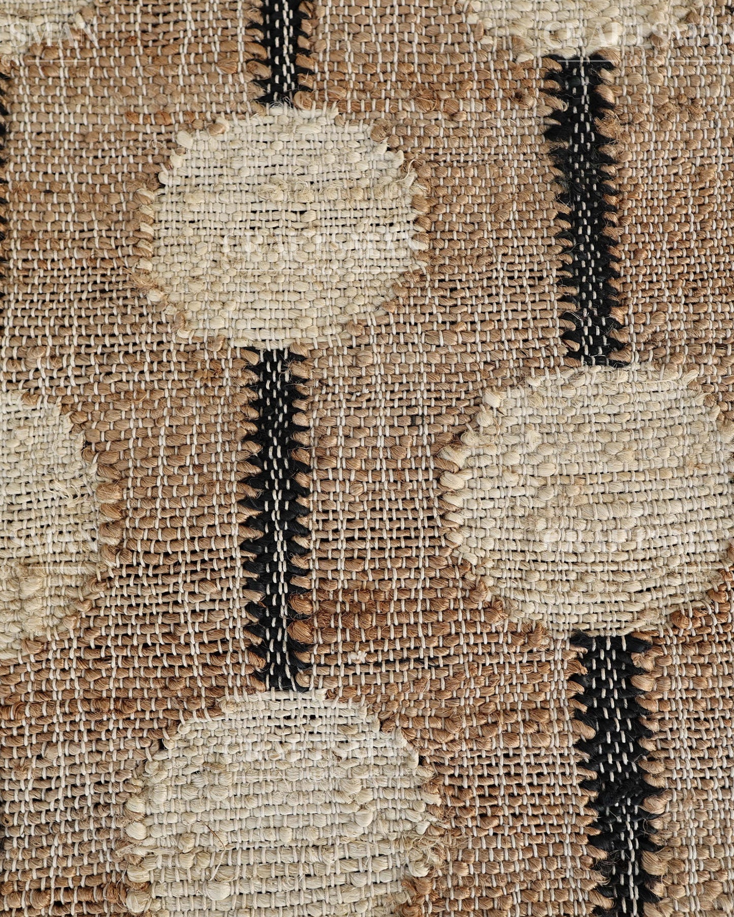 Ivorybead Jute Hand-Woven Natural Rug – Beige Ivory Geometric Boho Farmhouse Area Carpet with Fringe