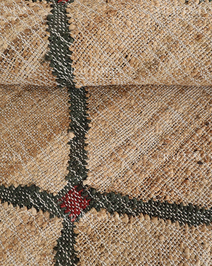 Rustgrid Jute Hand-Woven Natural Rug – Beige Charcoal Geometric Diamond Boho Farmhouse Area Carpet with Fringe