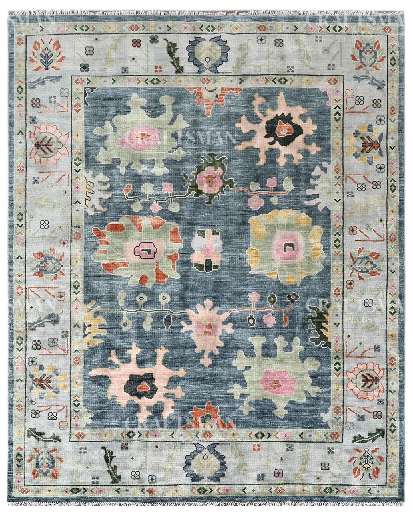 8x10 feet Wool Hand-Knotted Oushak-Inspired Rug | Craftsman Rugs Exclusive