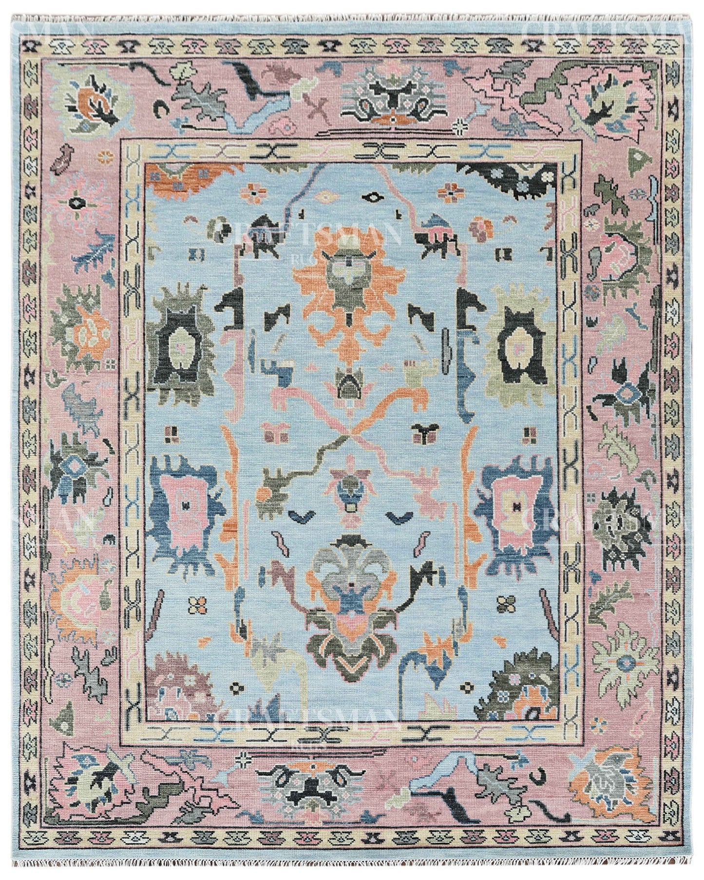 8x10 feet Wool Hand-Knotted Oushak-Inspired Rug | Craftsman Rugs Exclusive