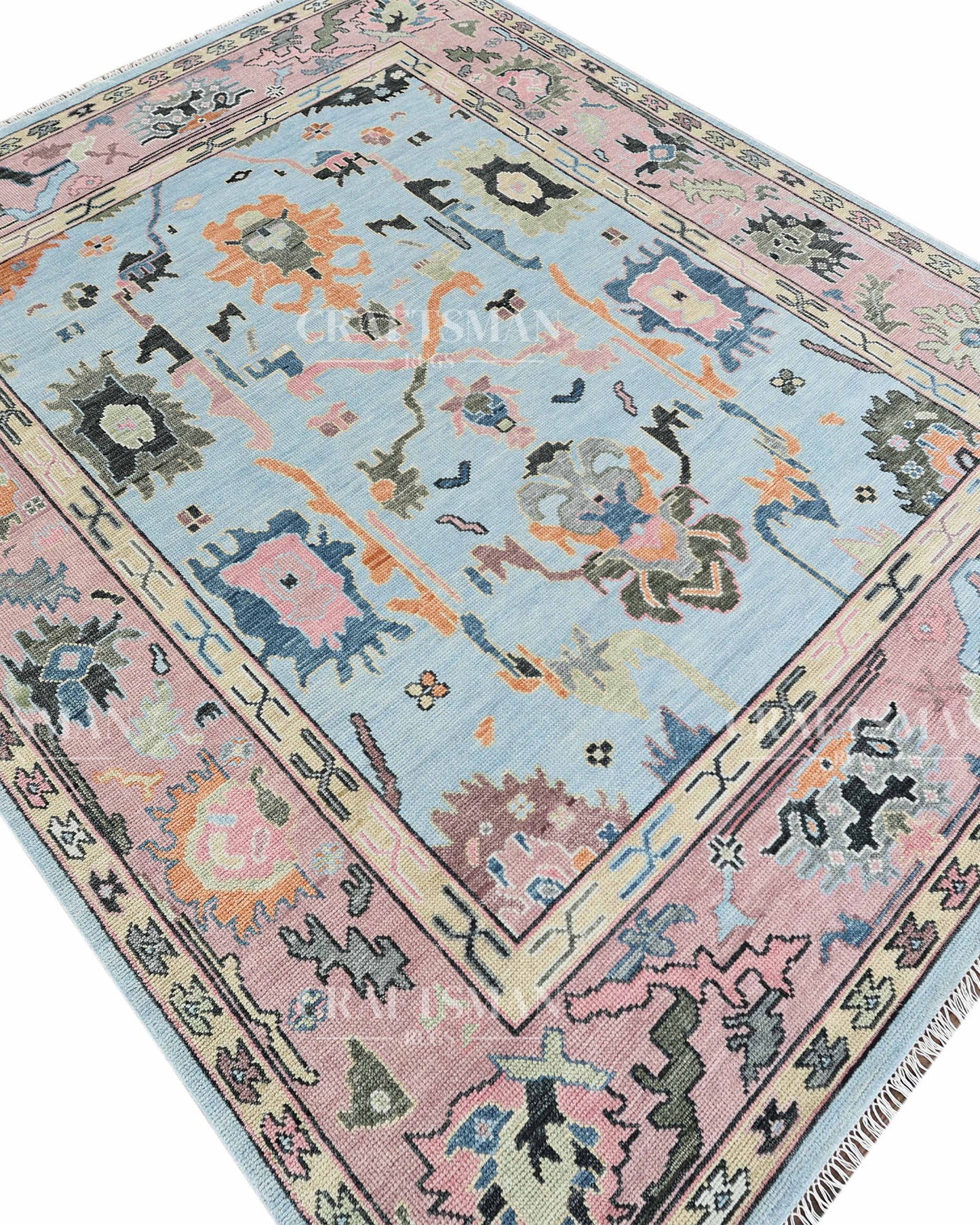 8x10 feet Wool Hand-Knotted Oushak-Inspired Rug | Craftsman Rugs Exclusive