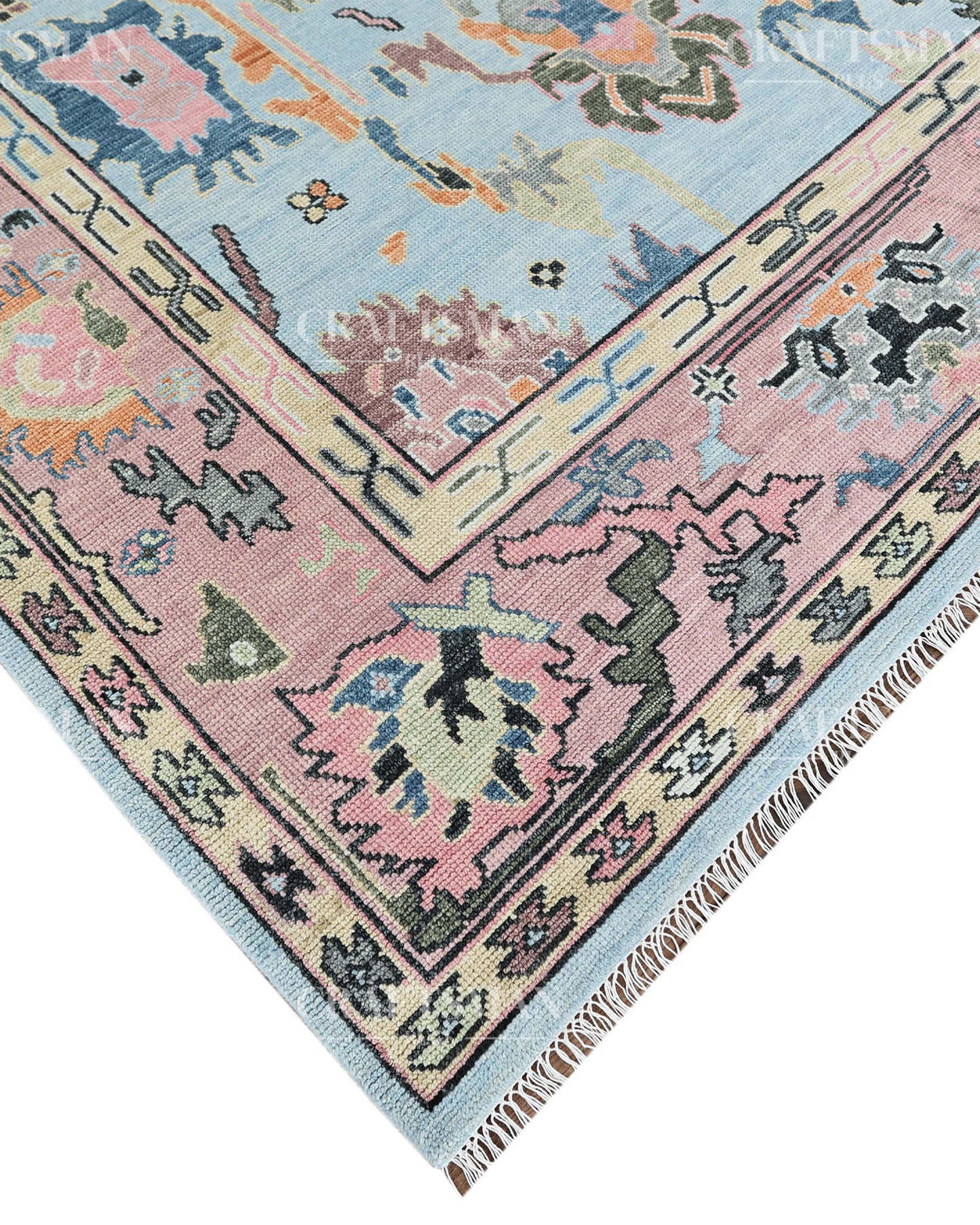 8x10 feet Wool Hand-Knotted Oushak-Inspired Rug | Craftsman Rugs Exclusive