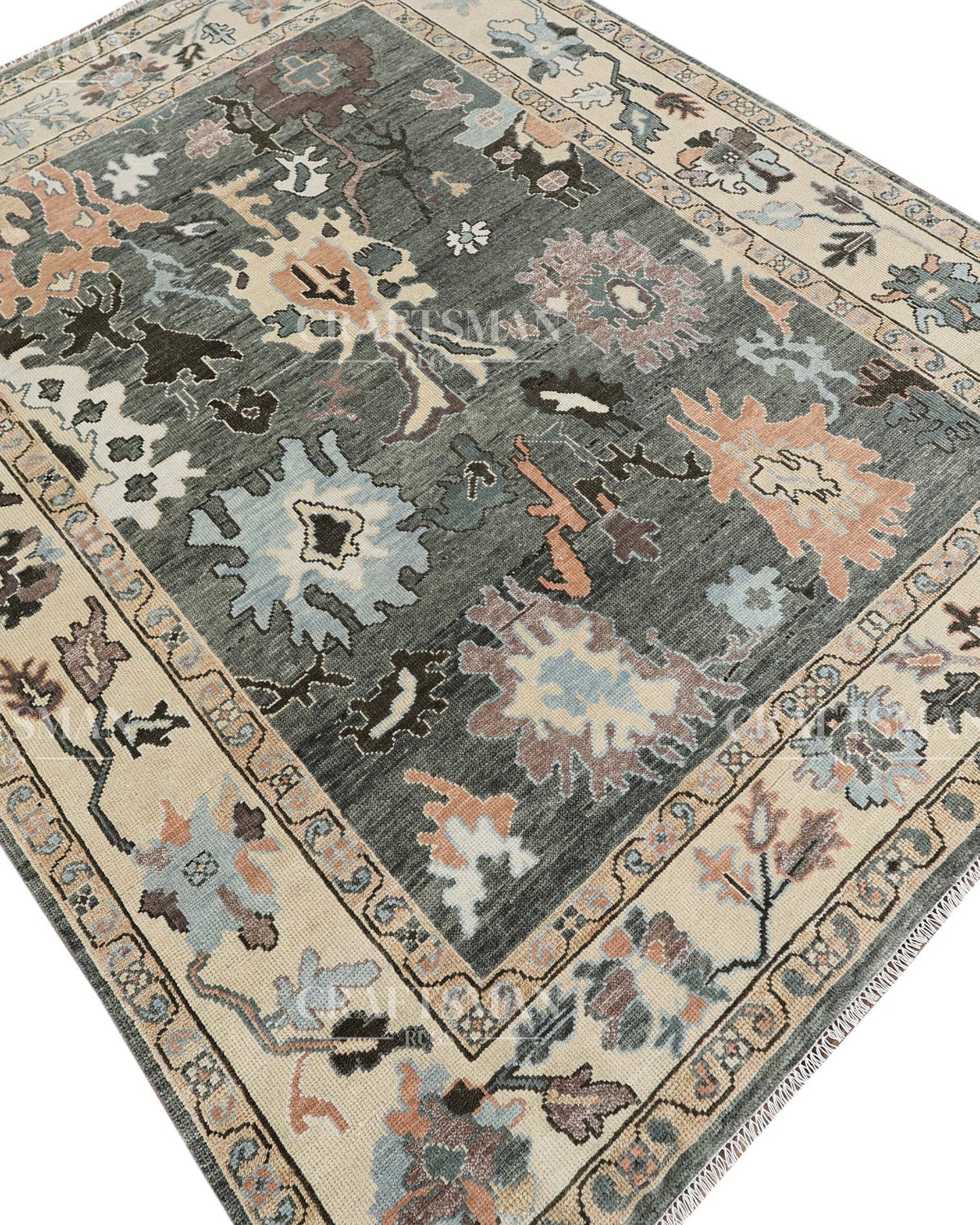 8x10 feet Wool Hand-Knotted Oushak-Inspired Rug | Craftsman Rugs Exclusive