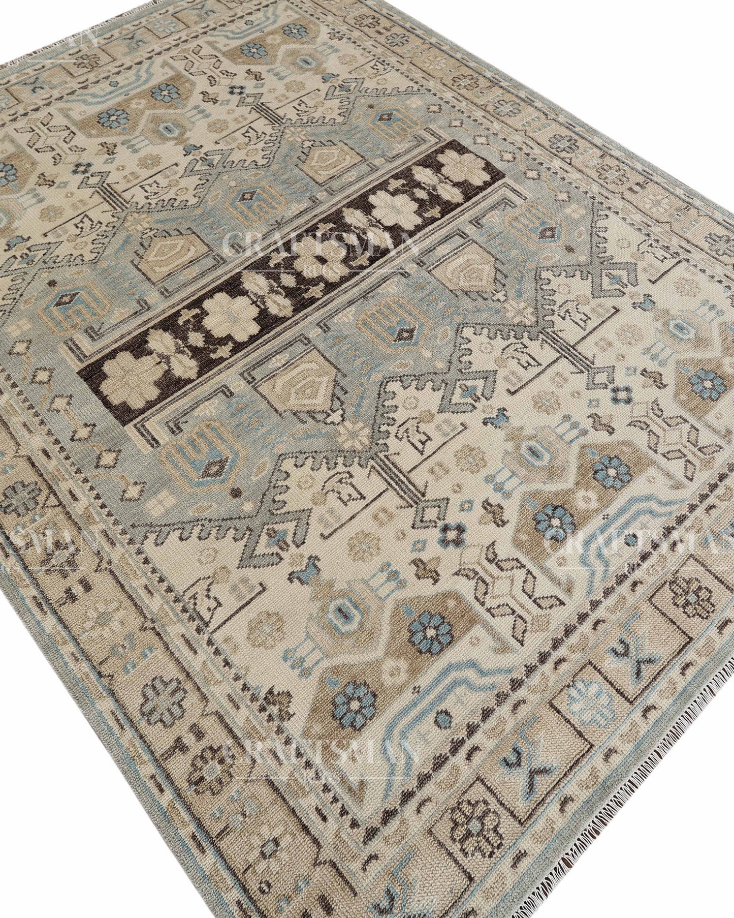8x10 feet Wool Hand-Knotted Oushak-Inspired Rug | Craftsman Rugs Exclusive