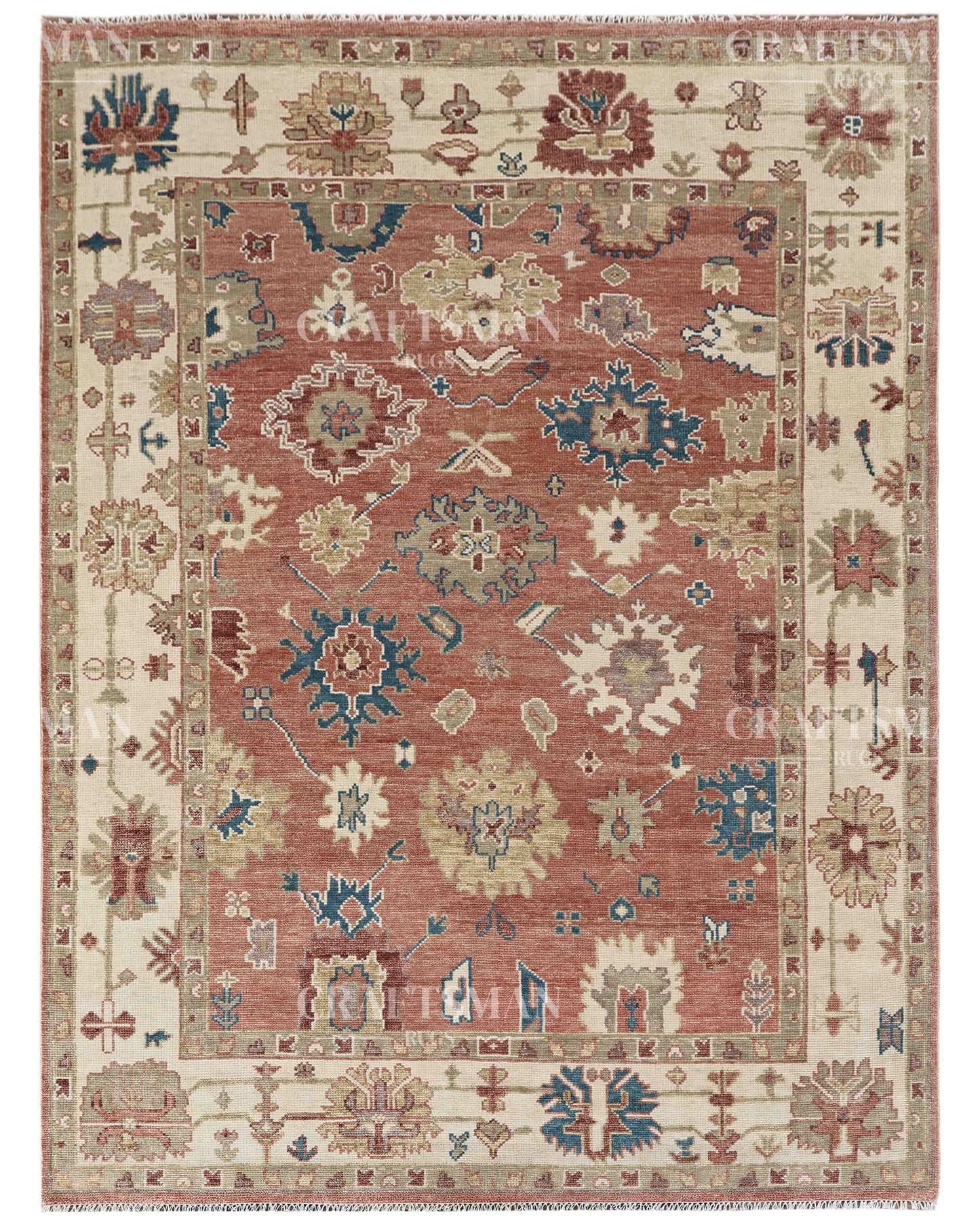 Veyra Wool Hand-Knotted Oushak-Inspired Rug