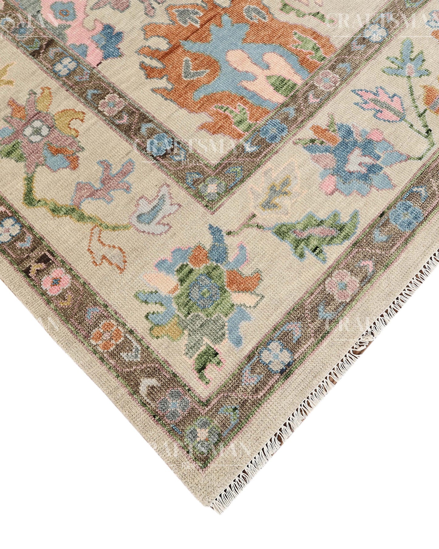 Elaris Oushak-Inspired Hand-Knotted Wool Rug – Vintage Botanical Design | Made to Order | Craftsman Rugs Exclusive