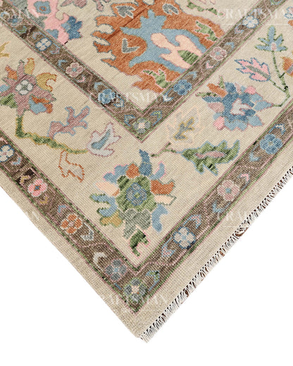 Elaris Oushak-Inspired Hand-Knotted Wool Rug – Vintage Botanical Design | Made to Order | Craftsman Rugs Exclusive
