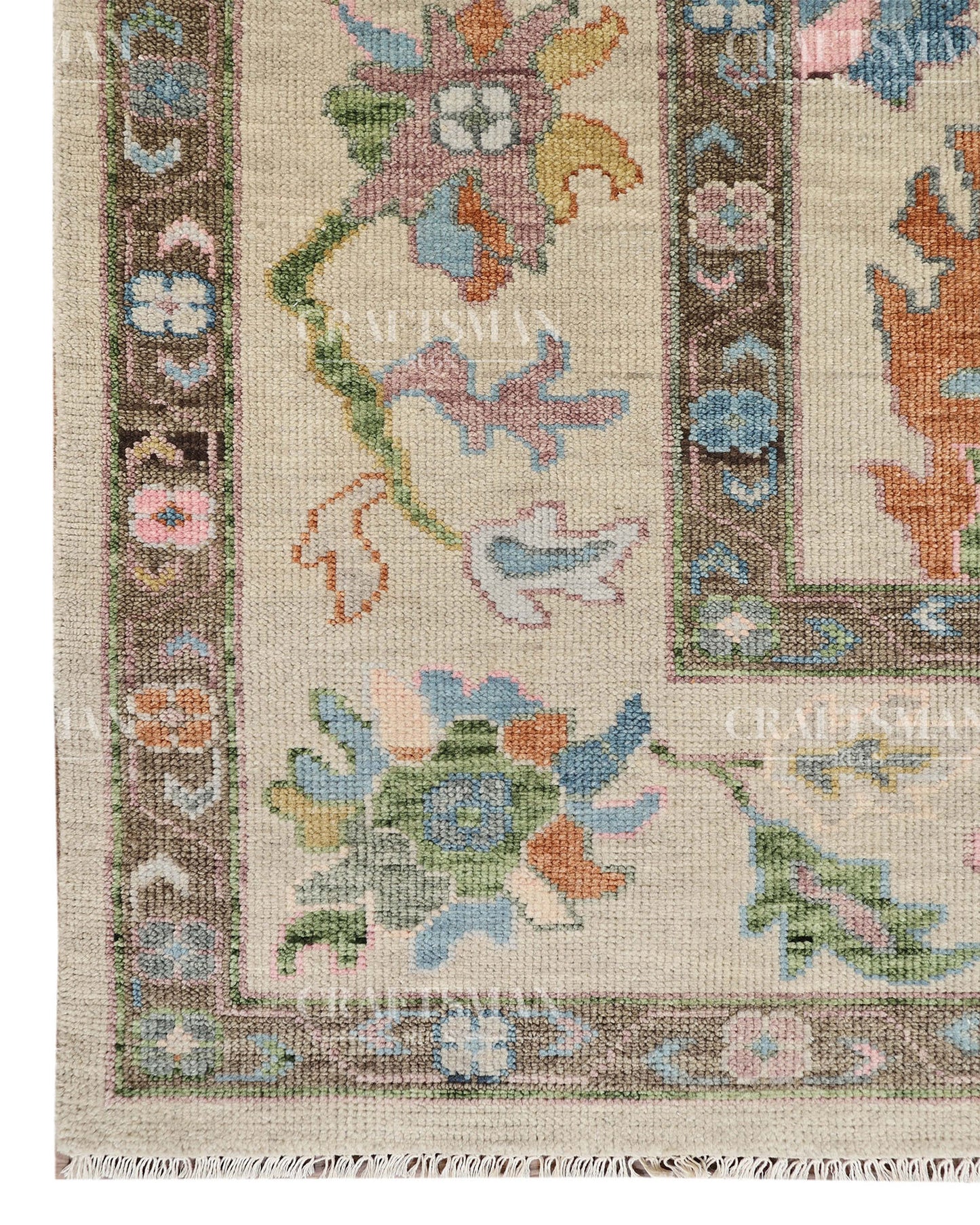 Elaris Oushak-Inspired Hand-Knotted Wool Rug – Vintage Botanical Design | Made to Order | Craftsman Rugs Exclusive