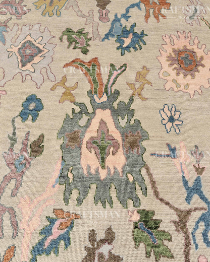 Elaris Oushak-Inspired Hand-Knotted Wool Rug – Vintage Botanical Design | Made to Order | Craftsman Rugs Exclusive