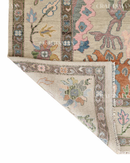 Elaris Oushak-Inspired Hand-Knotted Wool Rug – Vintage Botanical Design | Made to Order | Craftsman Rugs Exclusive
