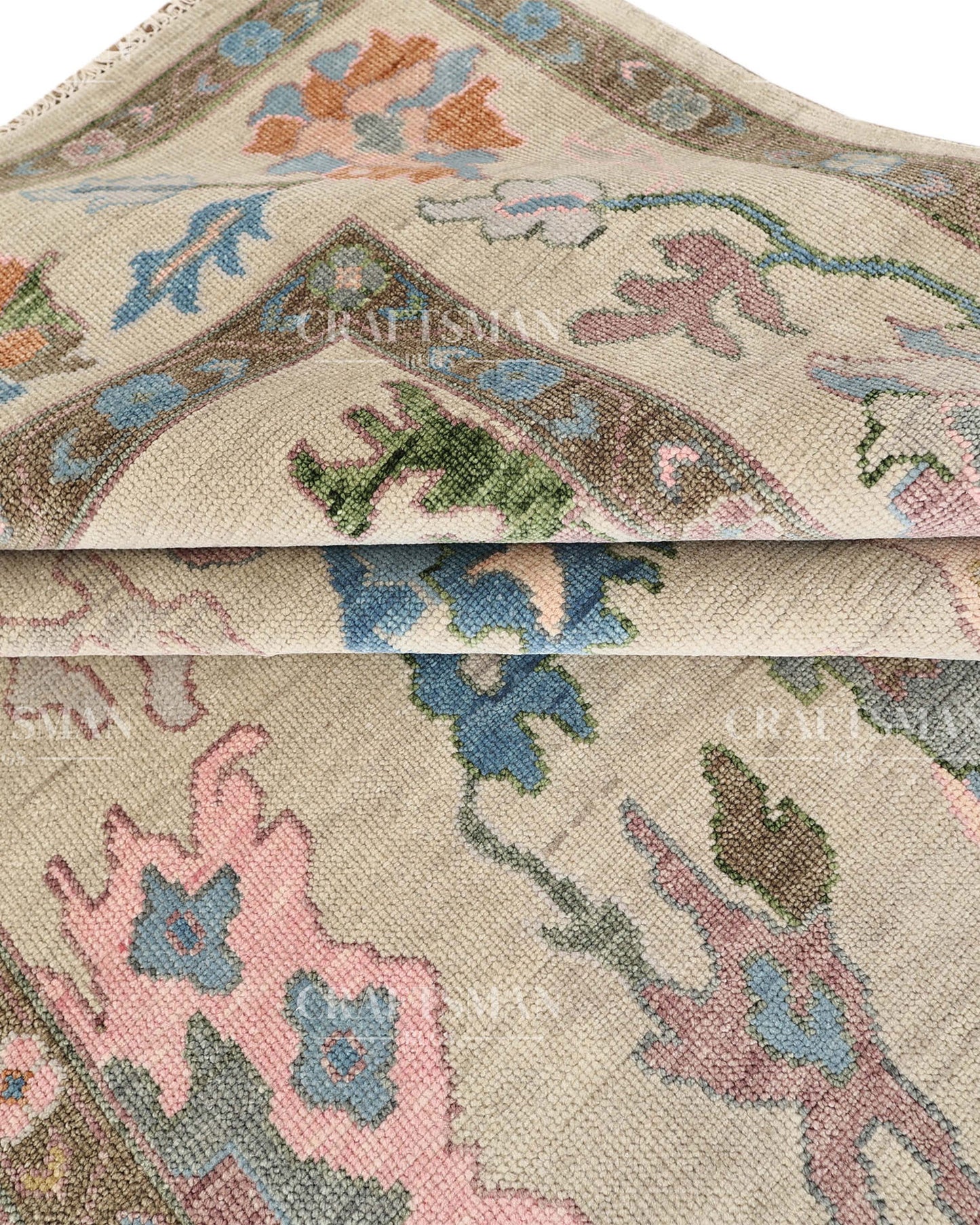 Elaris Oushak-Inspired Hand-Knotted Wool Rug – Vintage Botanical Design | Made to Order | Craftsman Rugs Exclusive