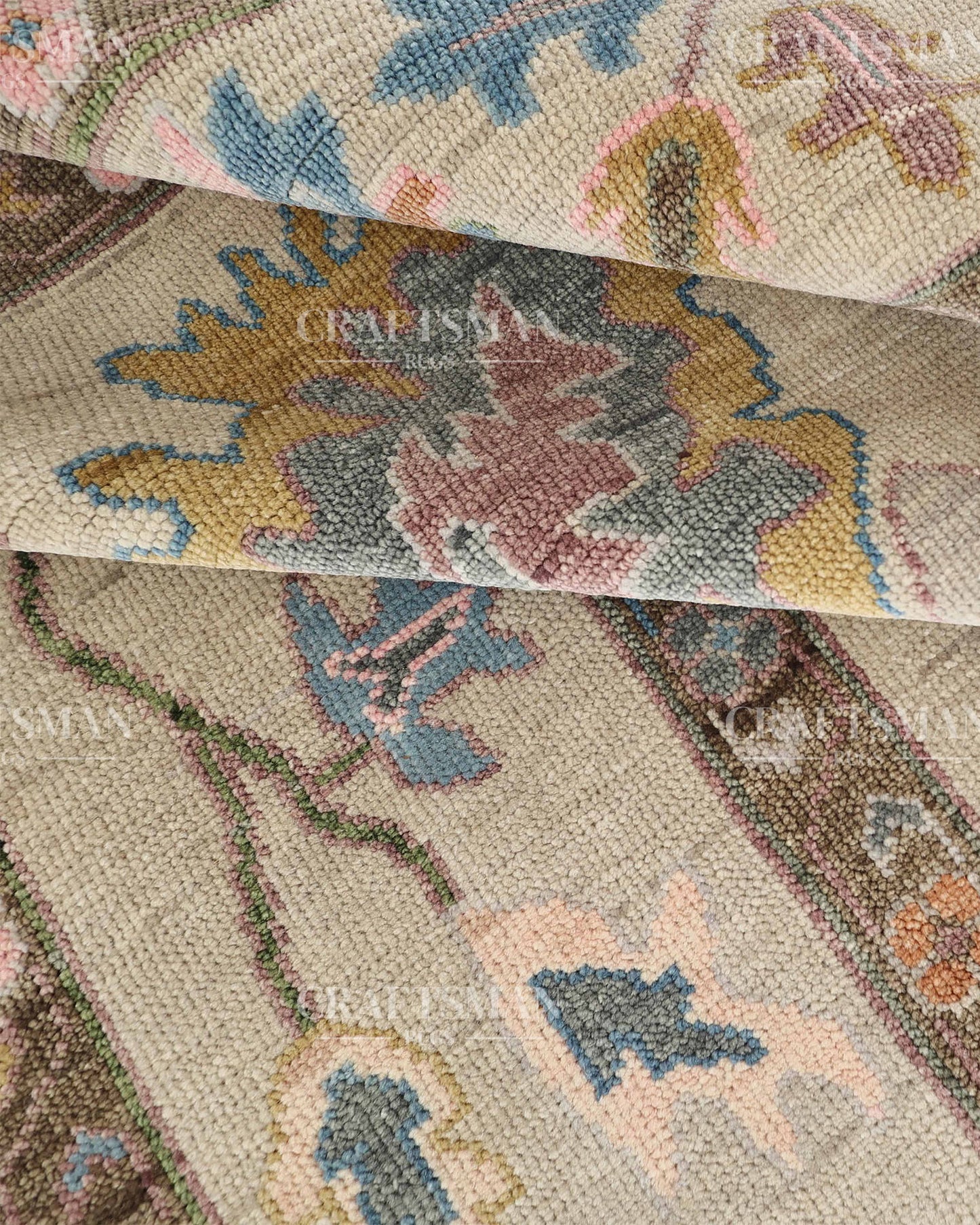 Elaris Oushak-Inspired Hand-Knotted Wool Rug – Vintage Botanical Design | Made to Order | Craftsman Rugs Exclusive