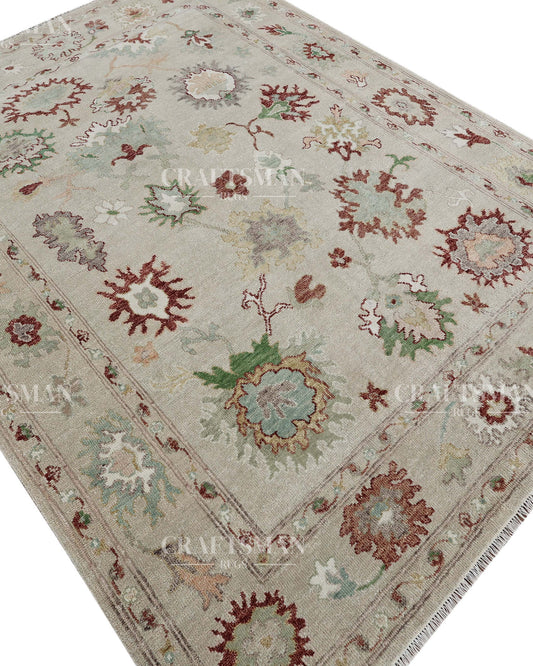 8x10 feet Wool Hand-Knotted Oushak-Inspired Rug | Craftsman Rugs Exclusive