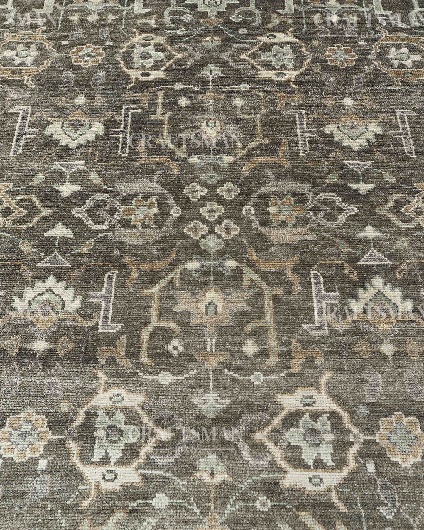 10x14 Large Oushak Rug Handmade Wool Area Rug, Green Blue Turkish Vintage Style Rug, Hand Knotted Living Room Rug, Floral Oriental Carpet, Bedroom Rug
