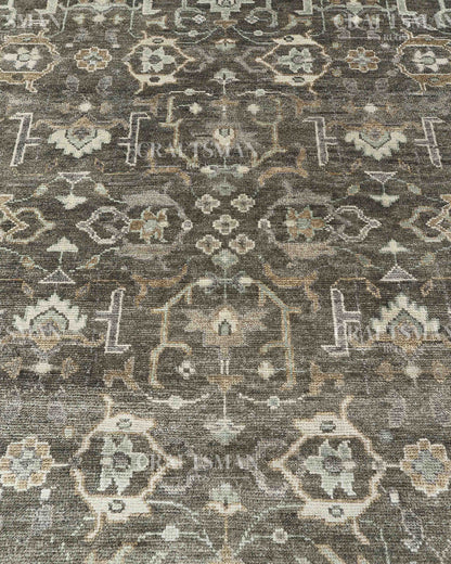10x14 Large Oushak Rug Handmade Wool Area Rug, Green Blue Turkish Vintage Style Rug, Hand Knotted Living Room Rug, Floral Oriental Carpet, Bedroom Rug