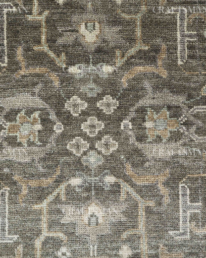 10x14 Large Oushak Rug Handmade Wool Area Rug, Green Blue Turkish Vintage Style Rug, Hand Knotted Living Room Rug, Floral Oriental Carpet, Bedroom Rug