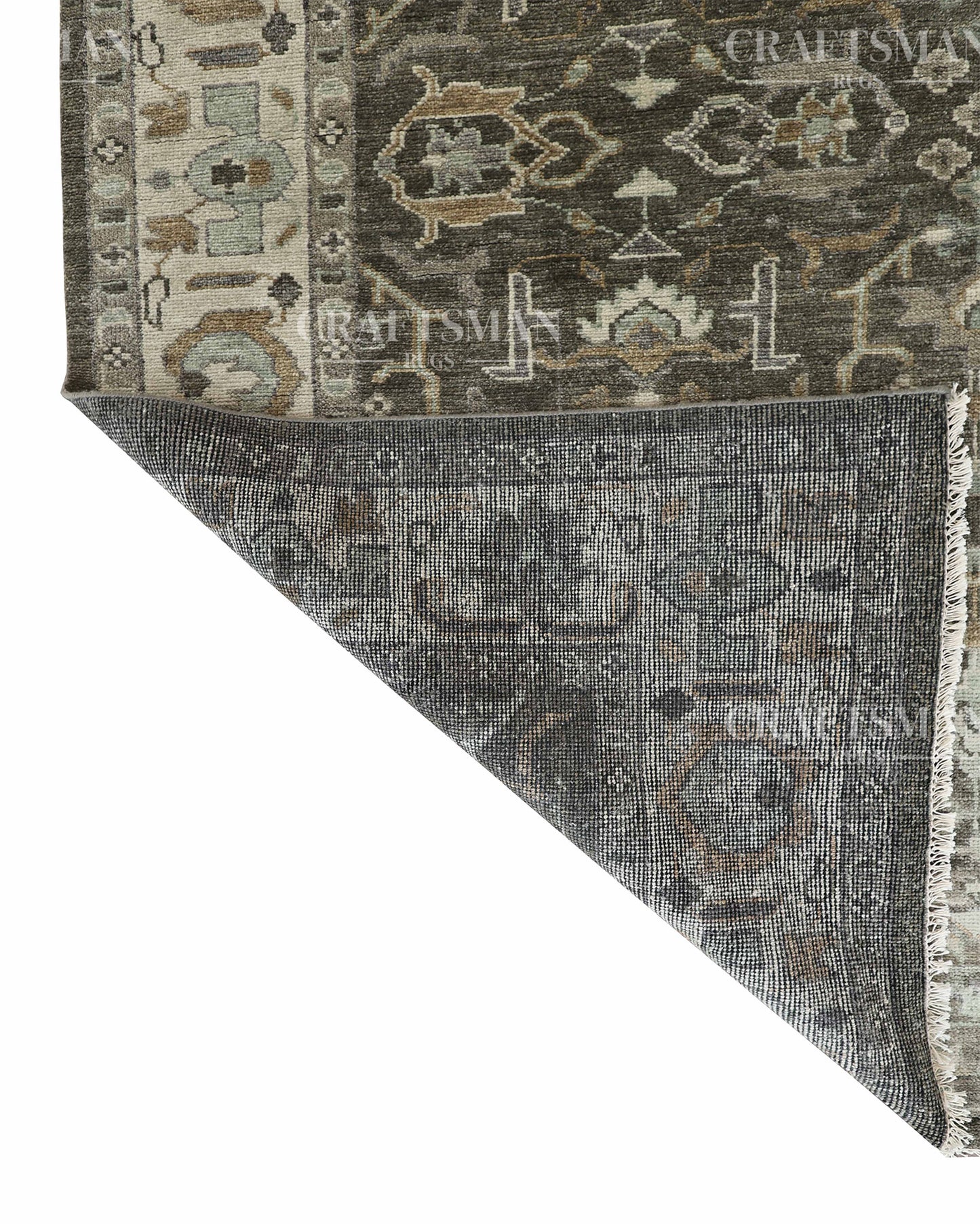 10x14 Large Oushak Rug Handmade Wool Area Rug, Green Blue Turkish Vintage Style Rug, Hand Knotted Living Room Rug, Floral Oriental Carpet, Bedroom Rug