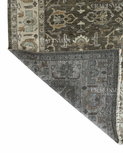 10x14 Large Oushak Rug Handmade Wool Area Rug, Green Blue Turkish Vintage Style Rug, Hand Knotted Living Room Rug, Floral Oriental Carpet, Bedroom Rug