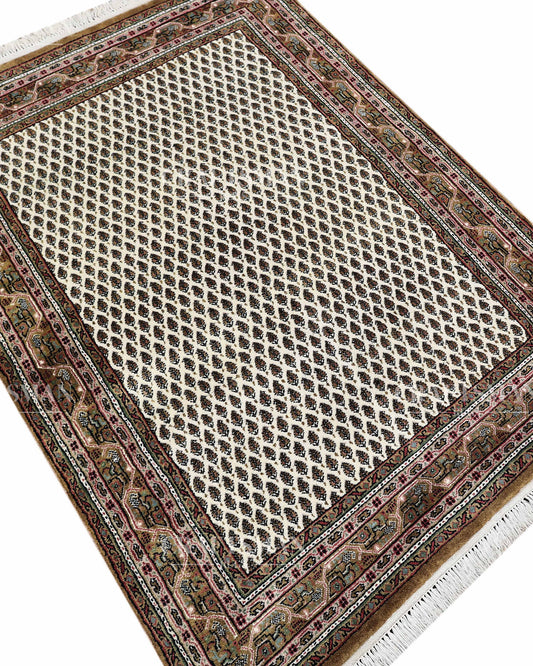4.0x5.6 feet Vintage Hand-Knotted Wool Rug | One-of-a-Kind | Craftsman Rugs