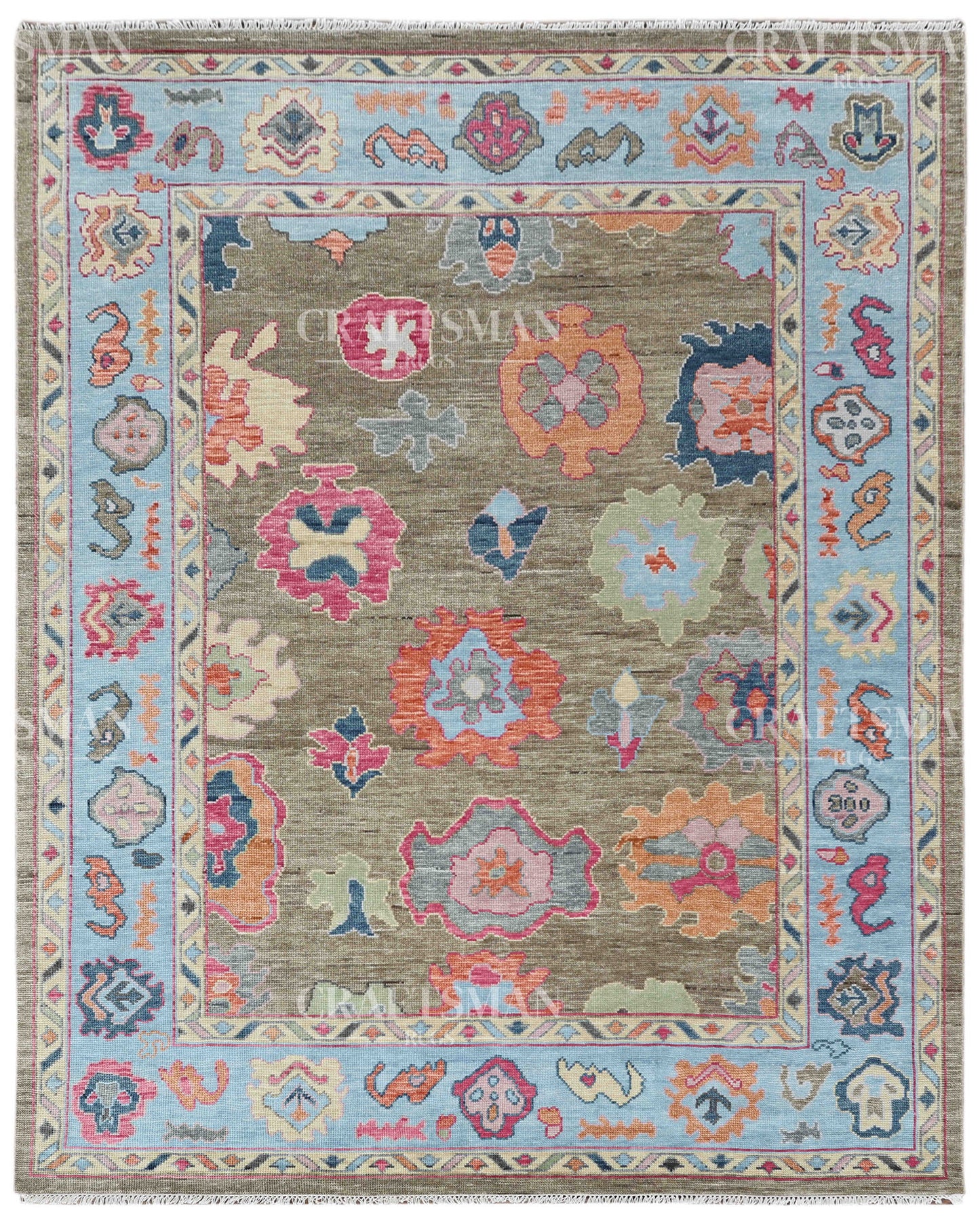 8x10 feet Wool Hand-Knotted Oushak-Inspired Rug | Craftsman Rugs Exclusive