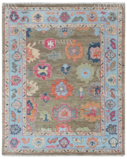 8x10 feet Wool Hand-Knotted Oushak-Inspired Rug | Craftsman Rugs Exclusive