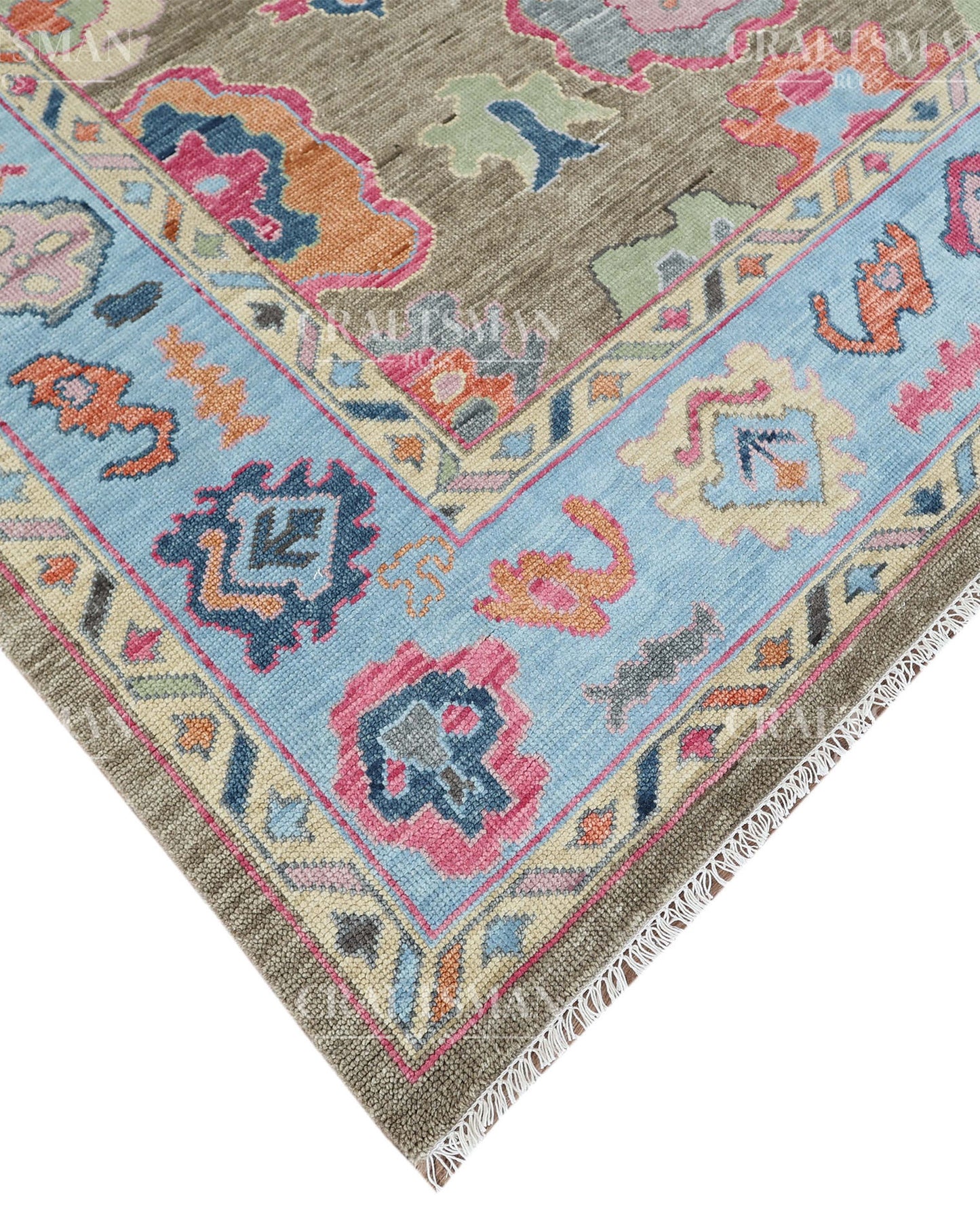 8x10 feet Wool Hand-Knotted Oushak-Inspired Rug | Craftsman Rugs Exclusive