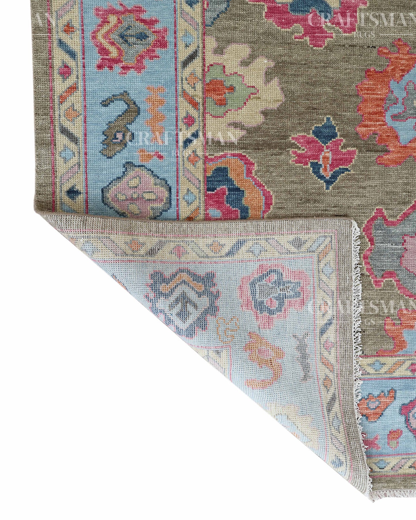 8x10 feet Wool Hand-Knotted Oushak-Inspired Rug | Craftsman Rugs Exclusive