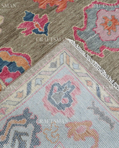 8x10 feet Wool Hand-Knotted Oushak-Inspired Rug | Craftsman Rugs Exclusive