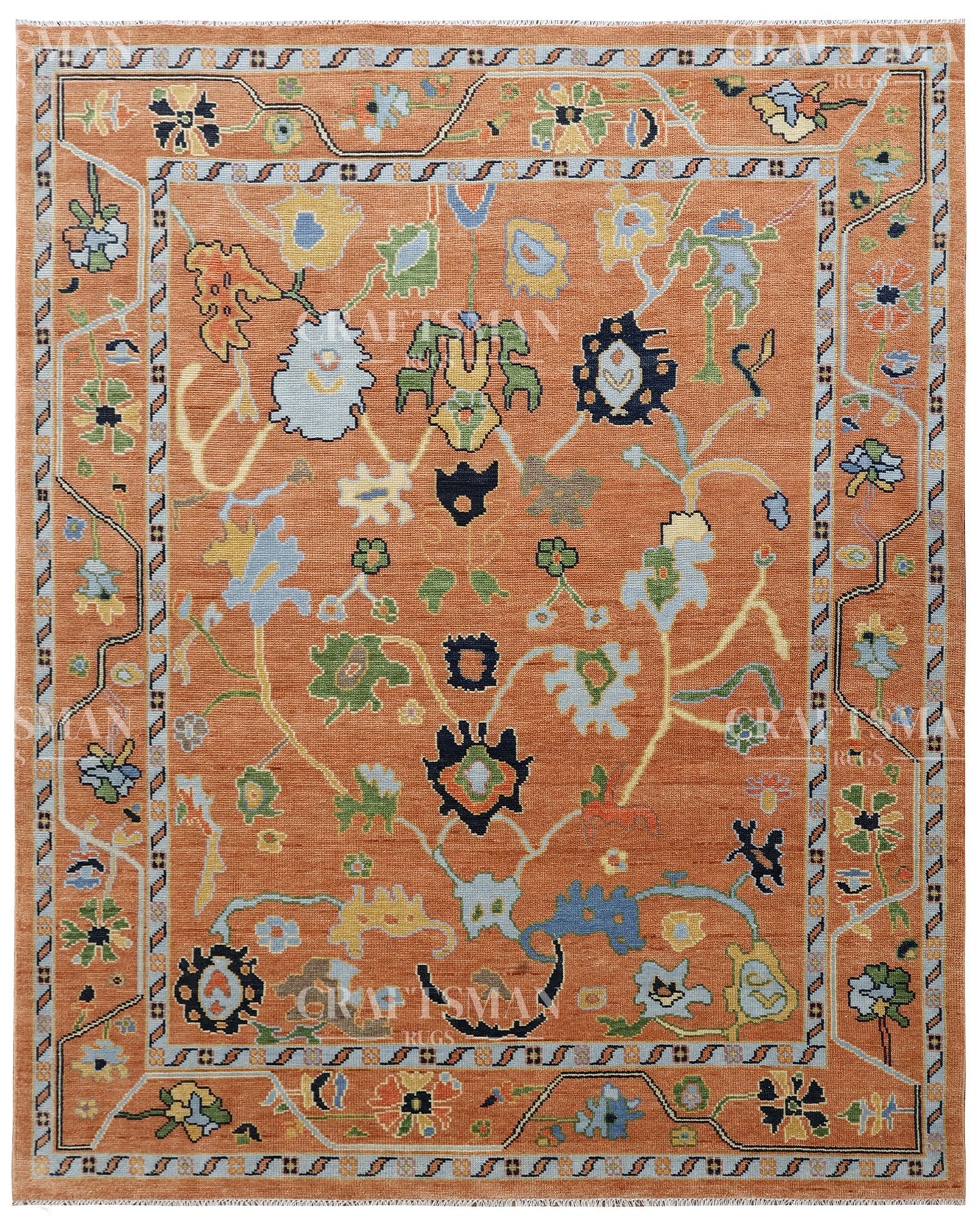 8x10 feet Wool Hand-Knotted Oushak-Inspired Rug | Craftsman Rugs Exclusive