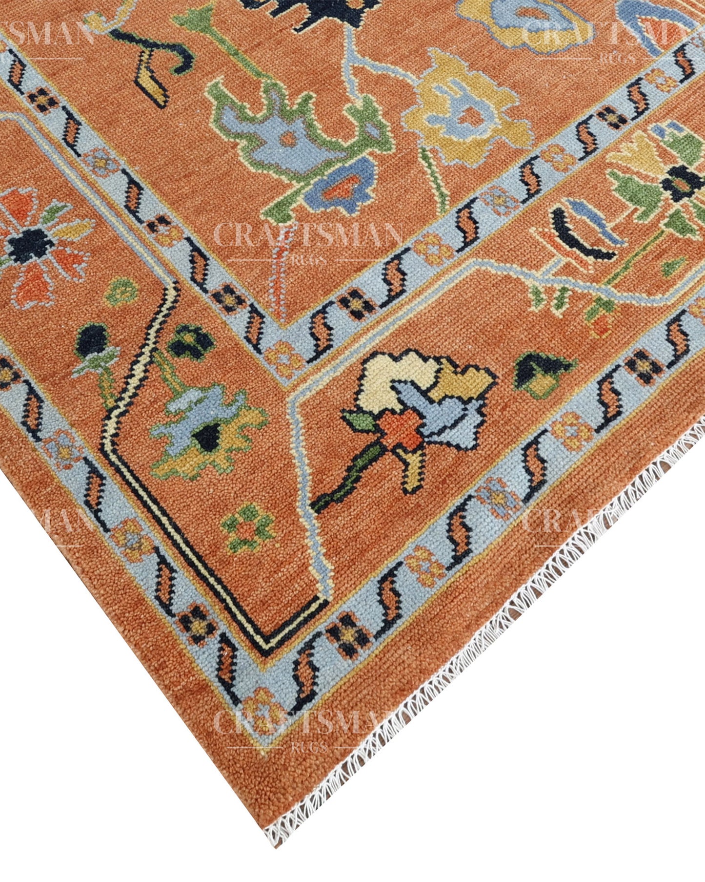 8x10 feet Wool Hand-Knotted Oushak-Inspired Rug | Craftsman Rugs Exclusive