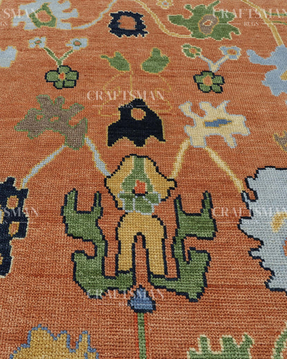 8x10 feet Wool Hand-Knotted Oushak-Inspired Rug | Craftsman Rugs Exclusive