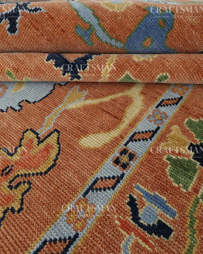 8x10 feet Wool Hand-Knotted Oushak-Inspired Rug | Craftsman Rugs Exclusive
