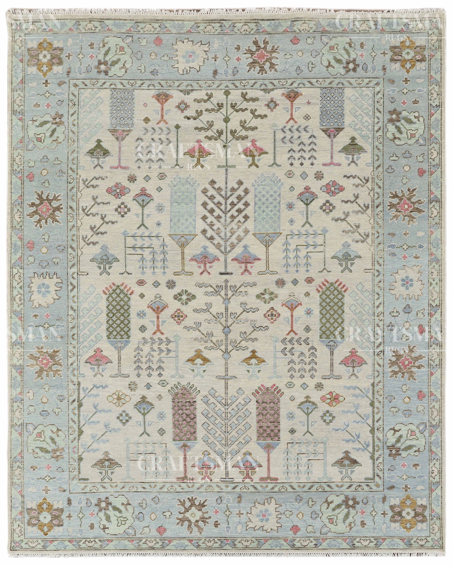 8x10 feet Wool Hand-Knotted Oushak-Inspired Rug | Craftsman Rugs Exclusive