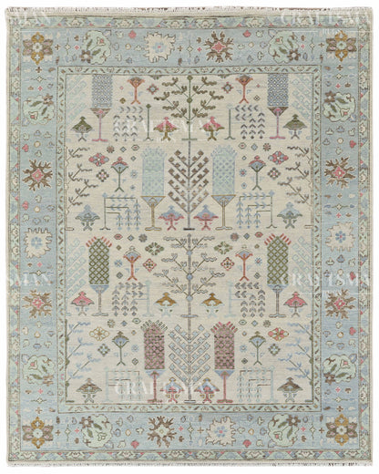 8x10 feet Wool Hand-Knotted Oushak-Inspired Rug | Craftsman Rugs Exclusive