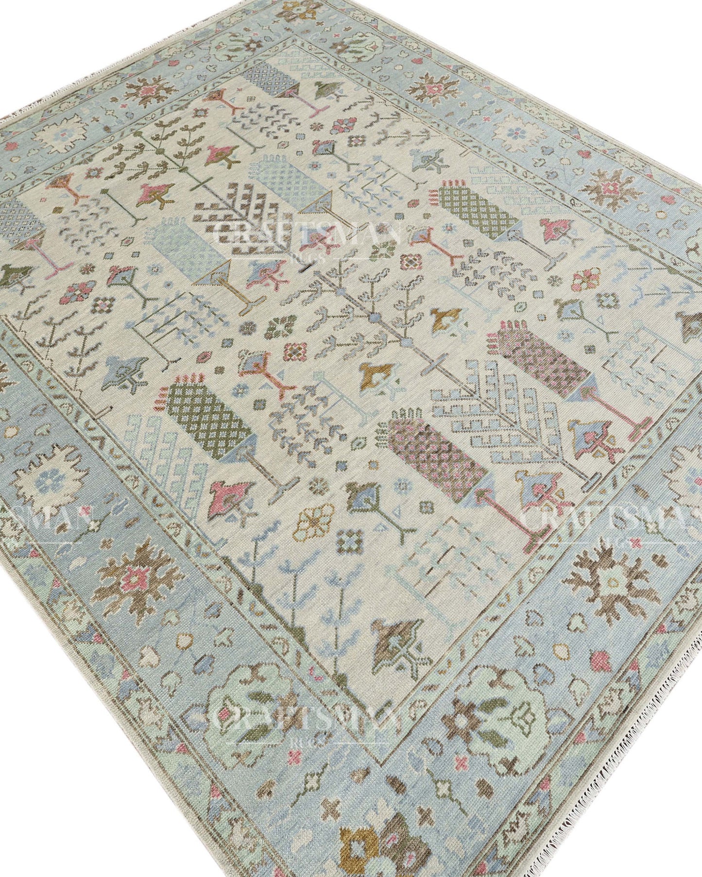 8x10 feet Wool Hand-Knotted Oushak-Inspired Rug | Craftsman Rugs Exclusive