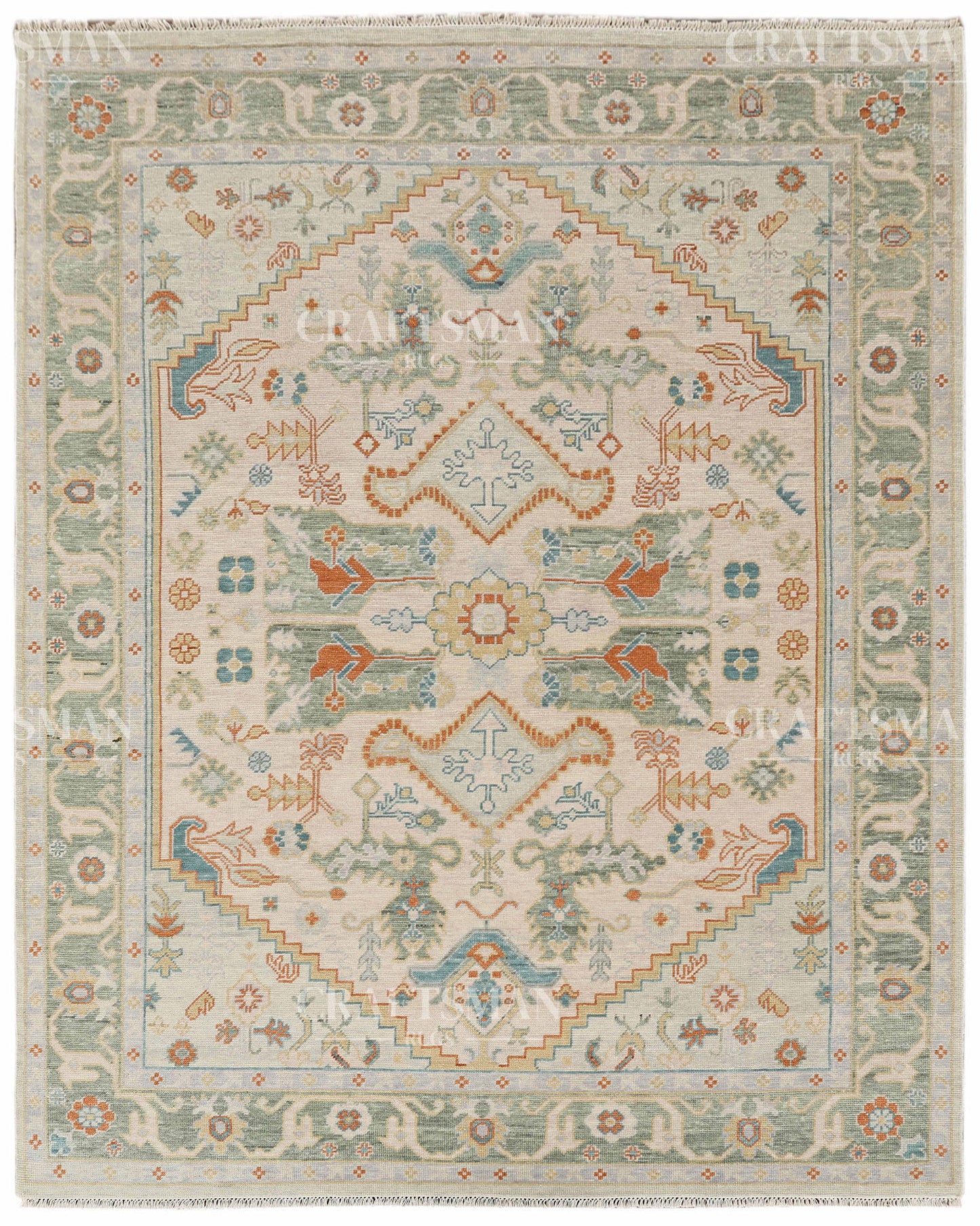 8x10 feet Wool Hand-Knotted Oushak-Inspired Rug | Craftsman Rugs Exclusive