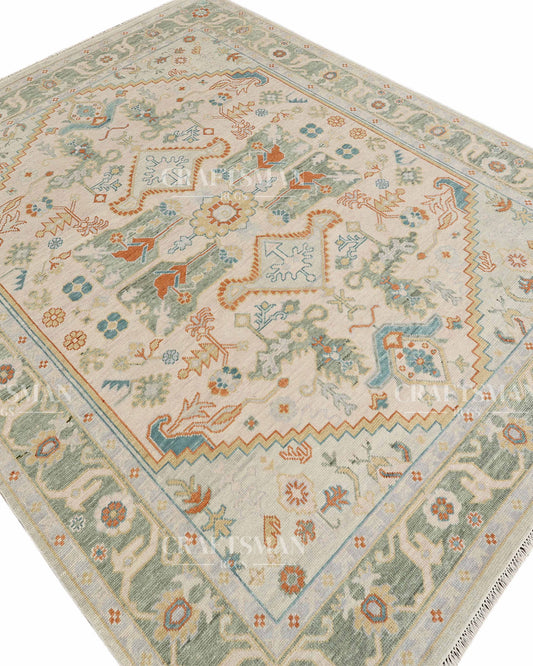 8x10 feet Wool Hand-Knotted Oushak-Inspired Rug | Craftsman Rugs Exclusive