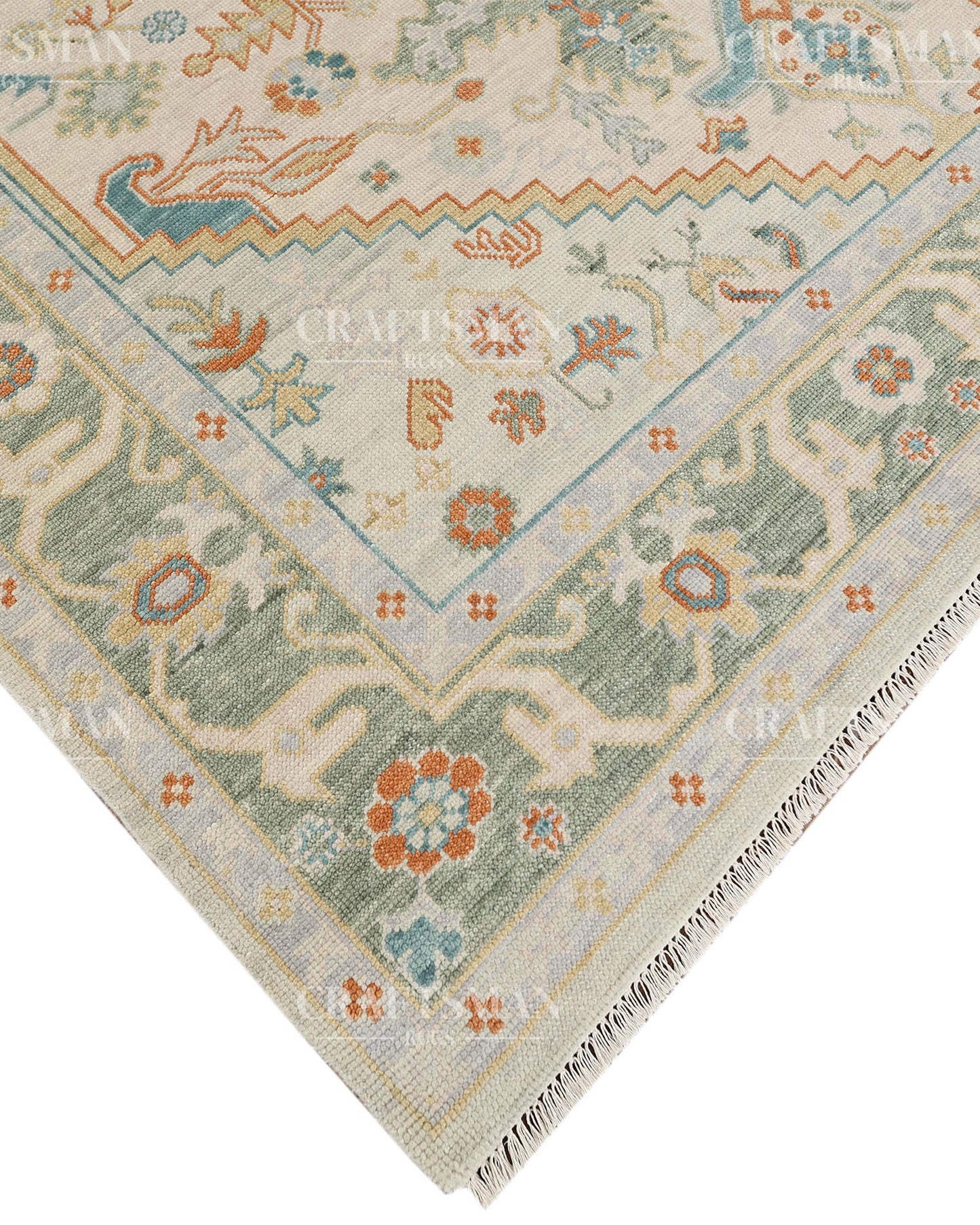 8x10 feet Wool Hand-Knotted Oushak-Inspired Rug | Craftsman Rugs Exclusive