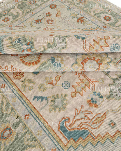 8x10 feet Wool Hand-Knotted Oushak-Inspired Rug | Craftsman Rugs Exclusive