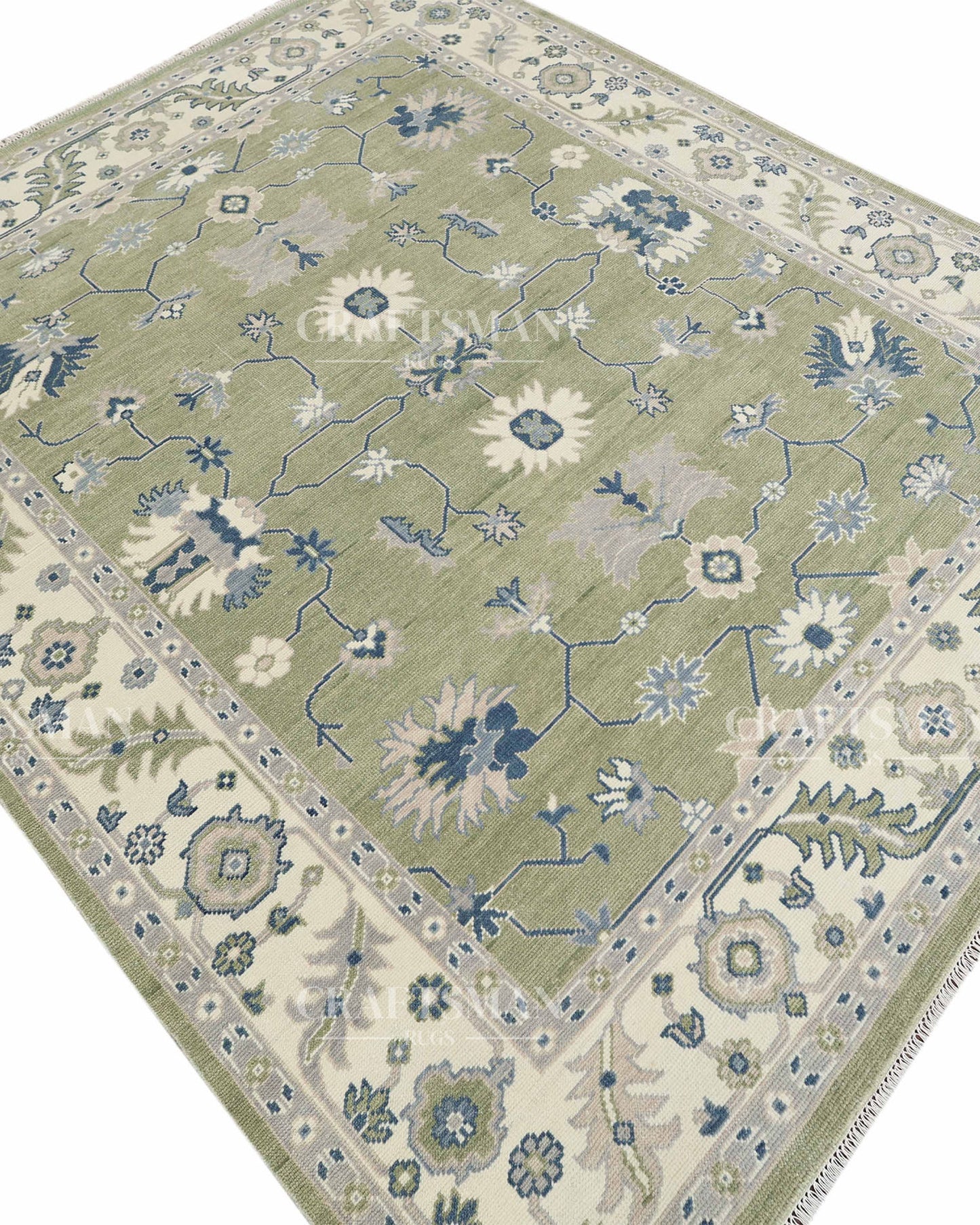 8x10 feet Wool Hand-Knotted Oushak-Inspired Rug | Craftsman Rugs Exclusive