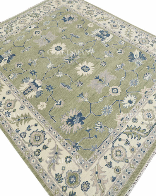 8x10 feet Wool Hand-Knotted Oushak-Inspired Rug | Craftsman Rugs Exclusive
