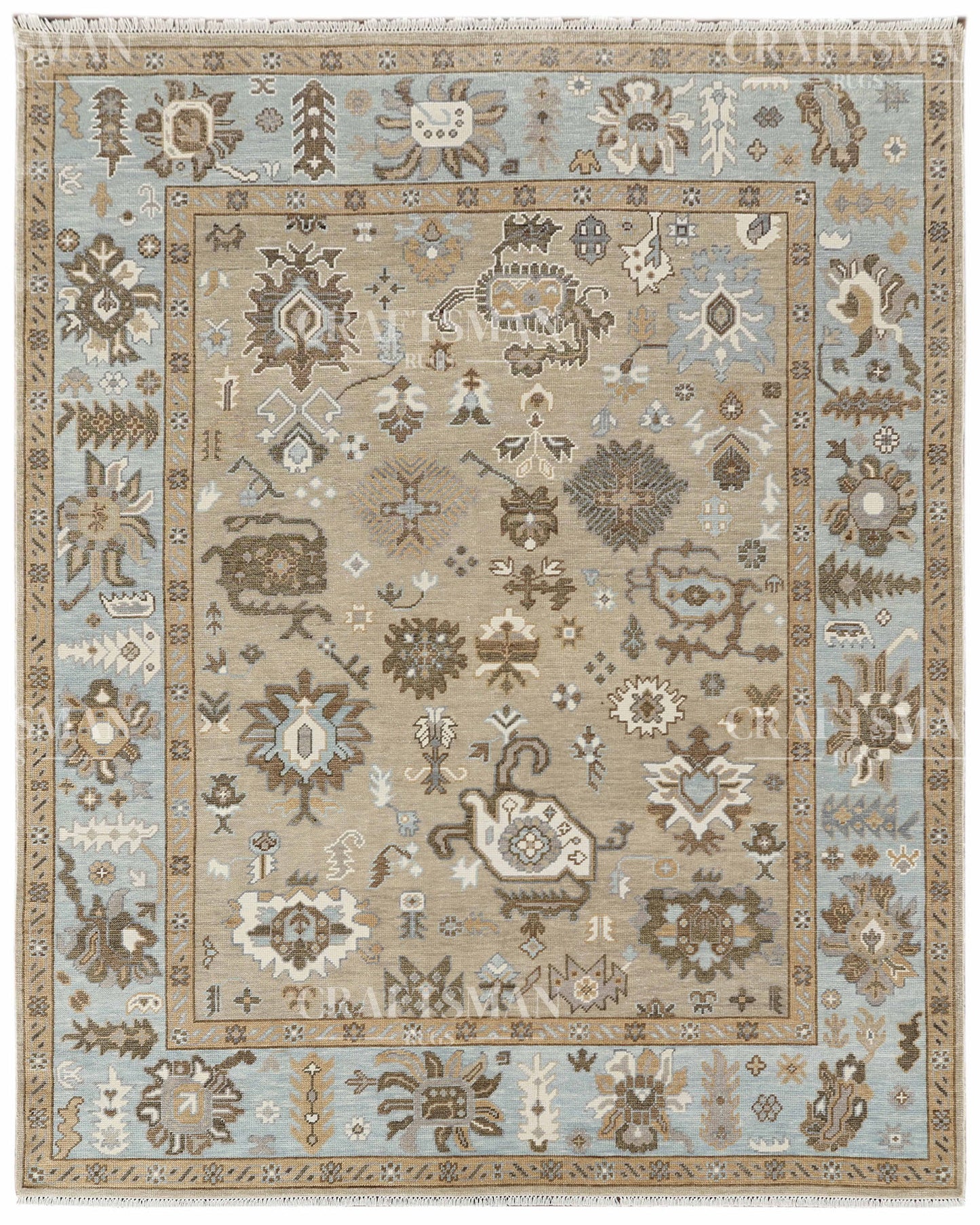 8x10 feet Wool Hand-Knotted Oushak-Inspired Rug | Craftsman Rugs Exclusive