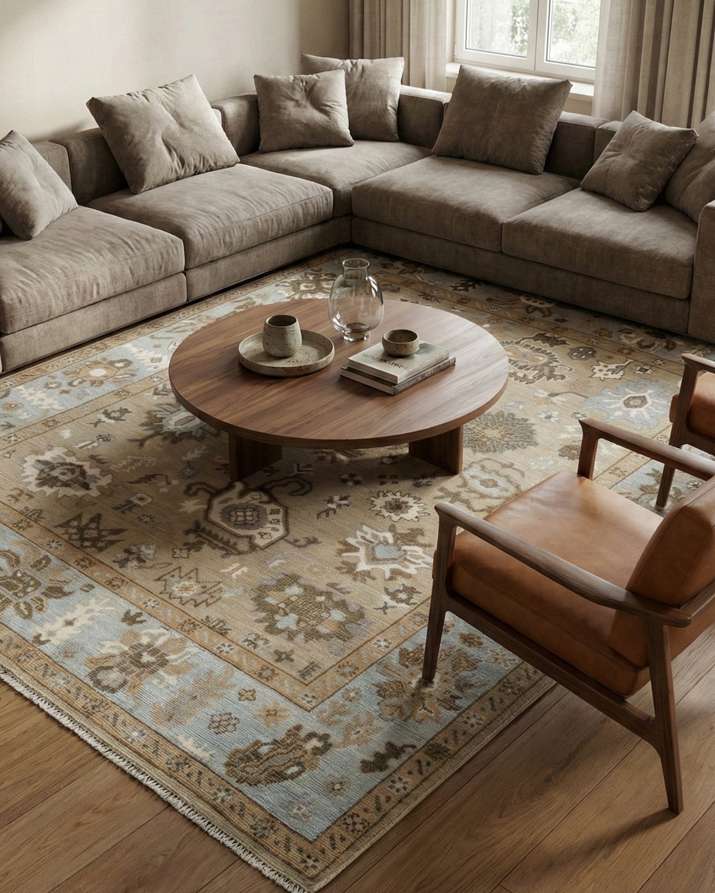 8x10 feet Wool Hand-Knotted Oushak-Inspired Rug | Craftsman Rugs Exclusive