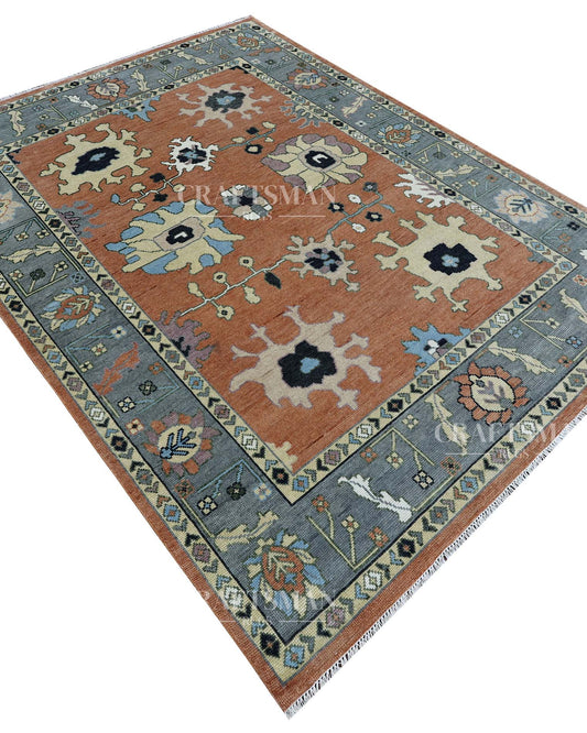 8x10 feet Wool Hand-Knotted Oushak-Inspired Rug | Craftsman Rugs Exclusive