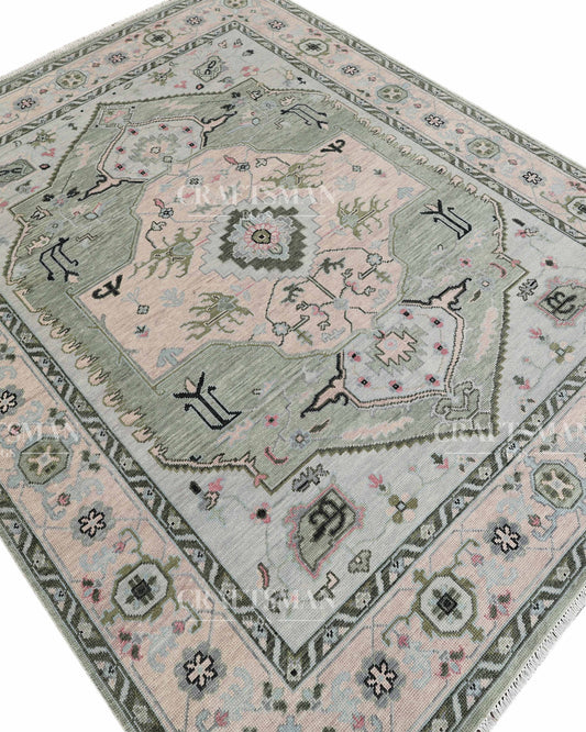 8x10 feet Wool Hand-Knotted Oushak-Inspired Rug | Craftsman Rugs Exclusive