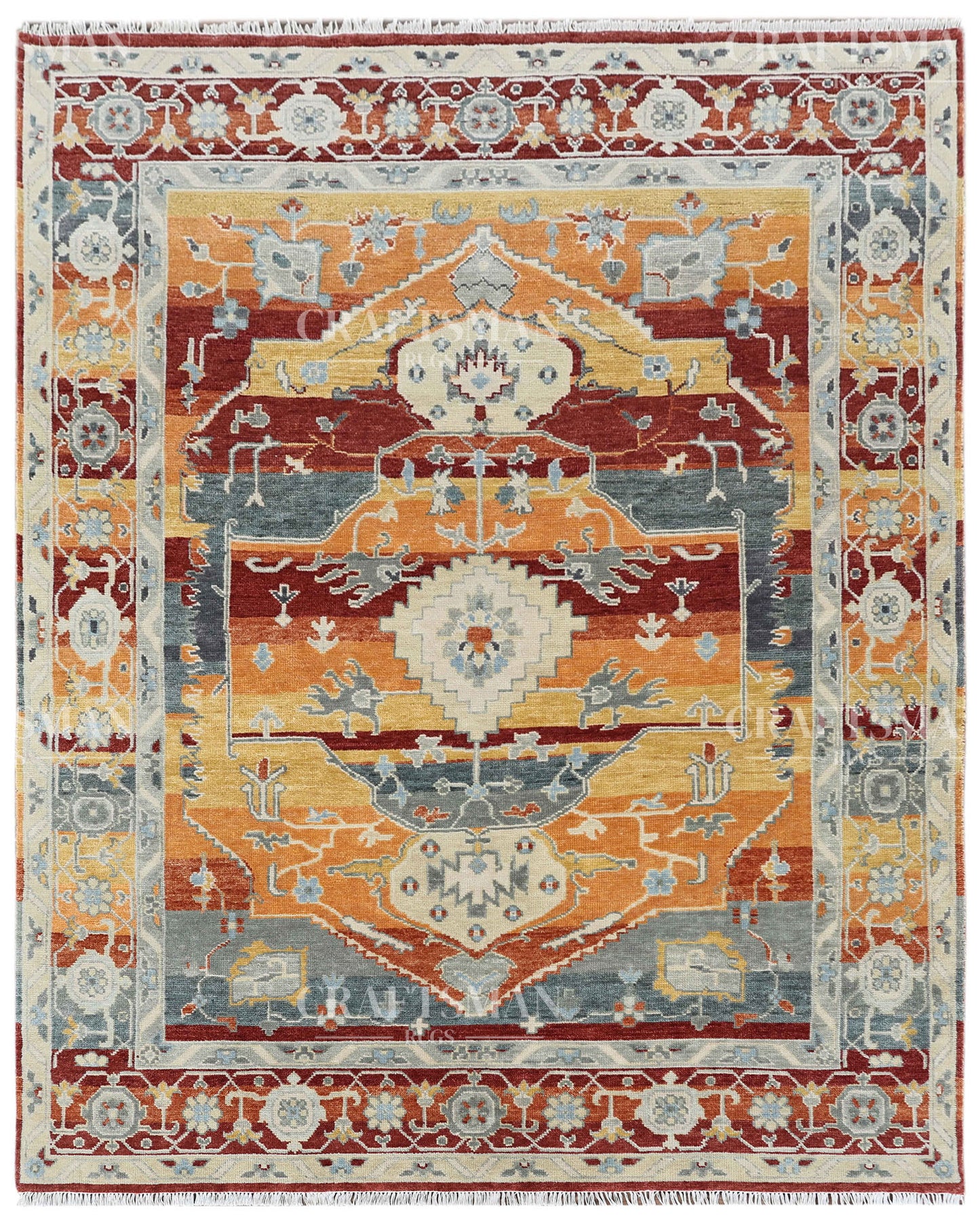 8x10 feet Wool Hand-Knotted Oushak-Inspired Rug | Craftsman Rugs Exclusive