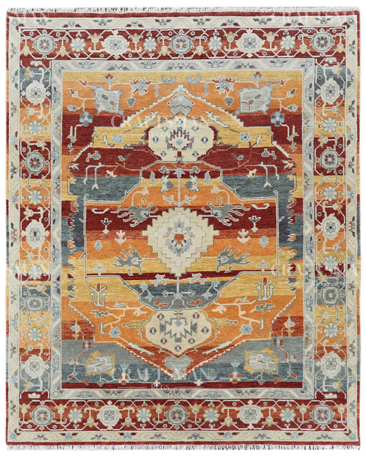 8x10 feet Wool Hand-Knotted Oushak-Inspired Rug | Craftsman Rugs Exclusive